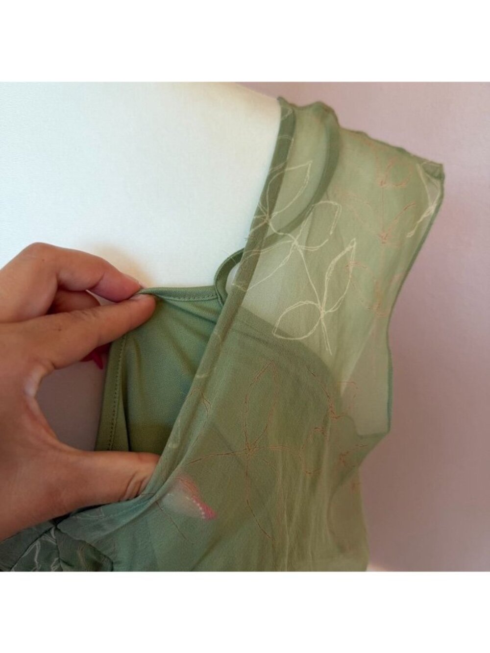 90s Vintage Fairycore Romantic Silk Ruched Midi Dress Size M - Picture 4 of 8
